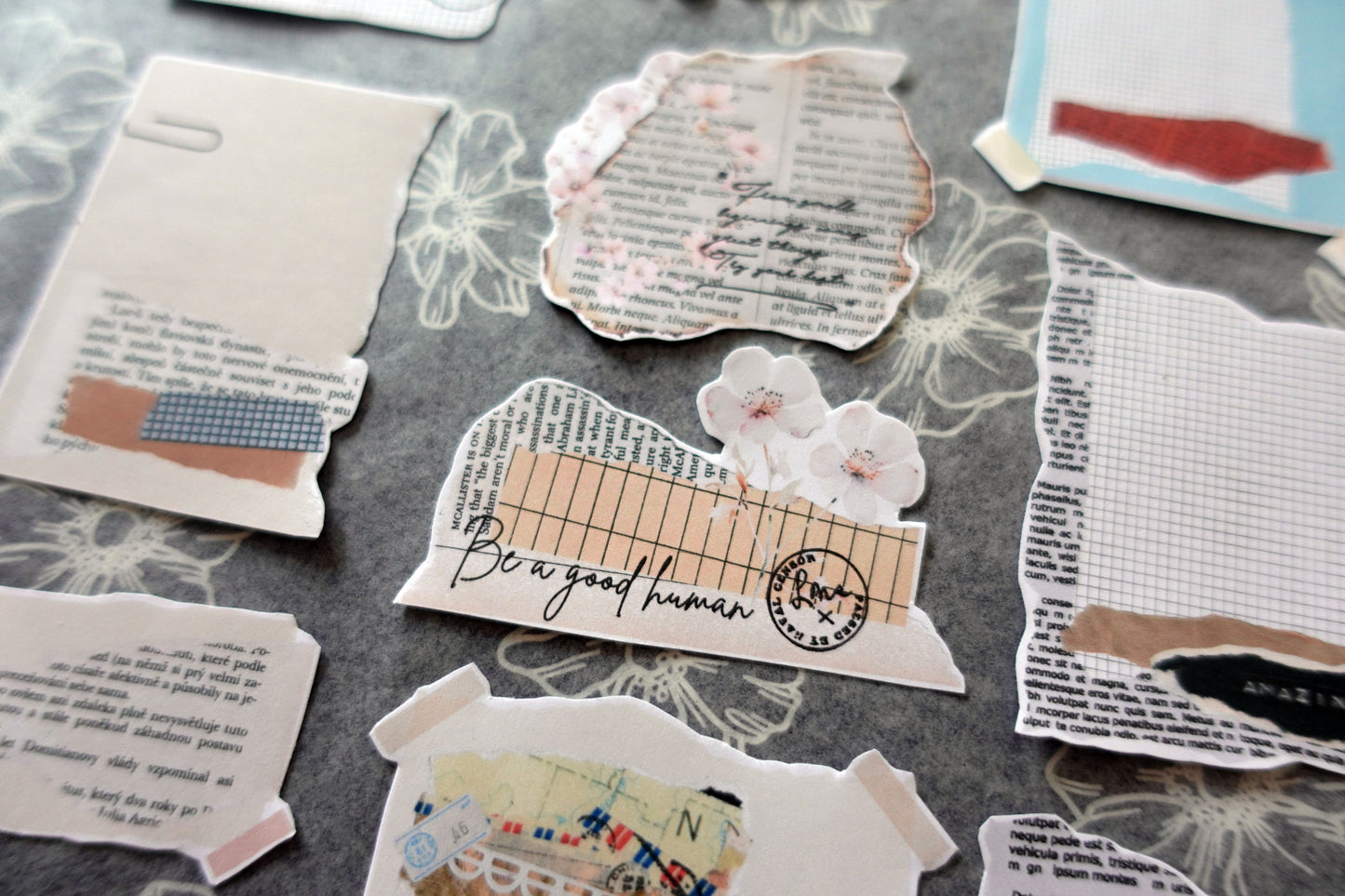 Printable Ripped Paper Floral Ephemera