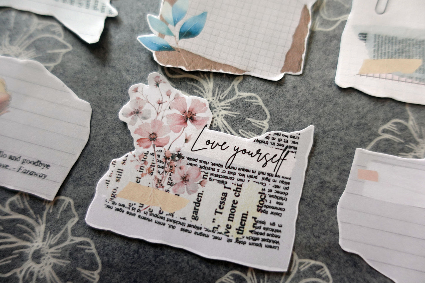 Printable Ripped Paper Floral Ephemera