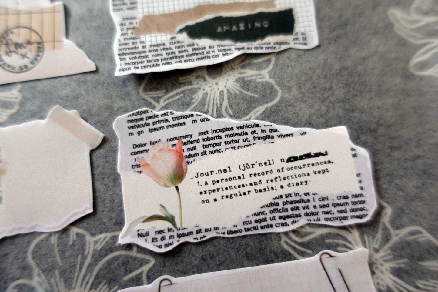Printable Ripped Paper Floral Ephemera