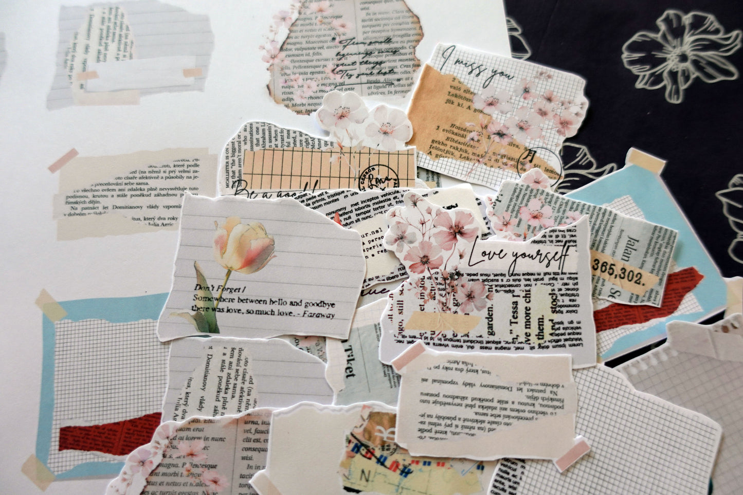 Printable Ripped Paper Floral Ephemera