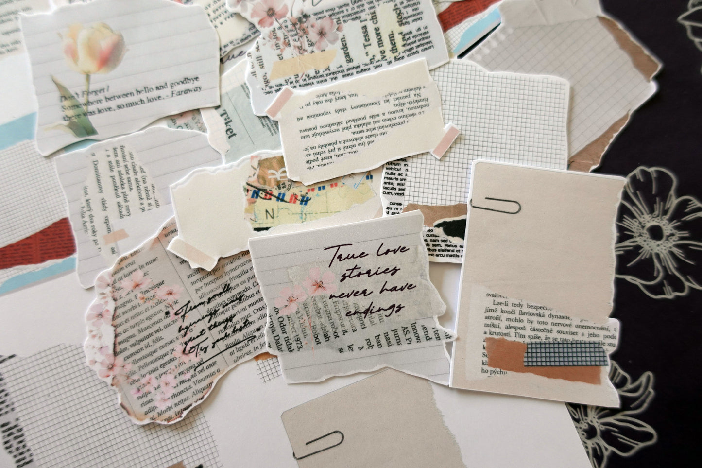 Printable Ripped Paper Floral Ephemera
