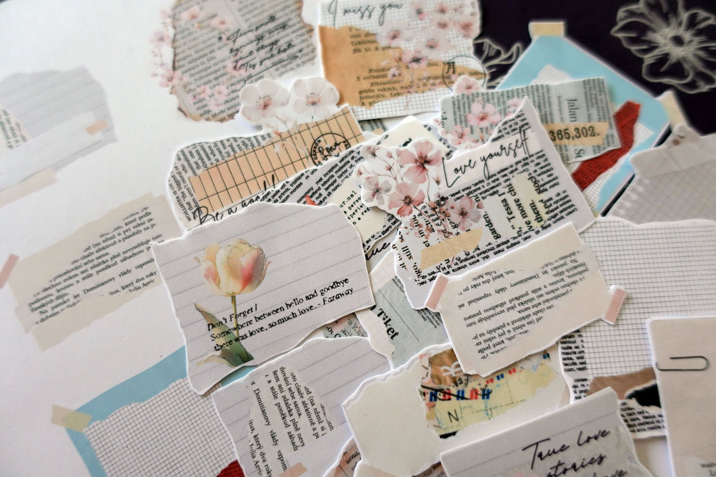 Printable Ripped Paper Floral Ephemera