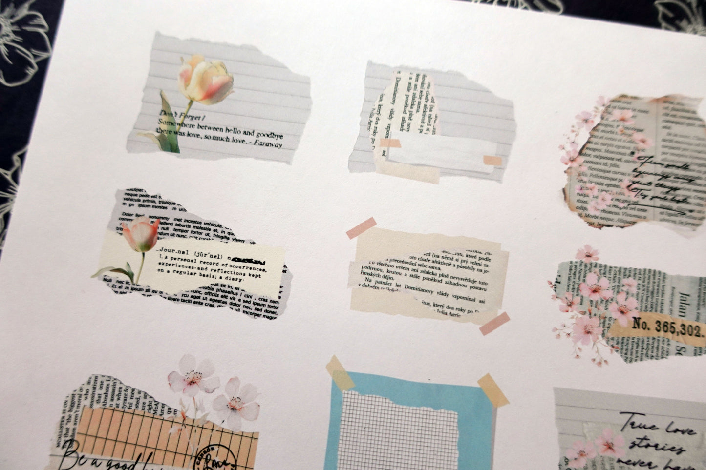 Printable Ripped Paper Floral Ephemera