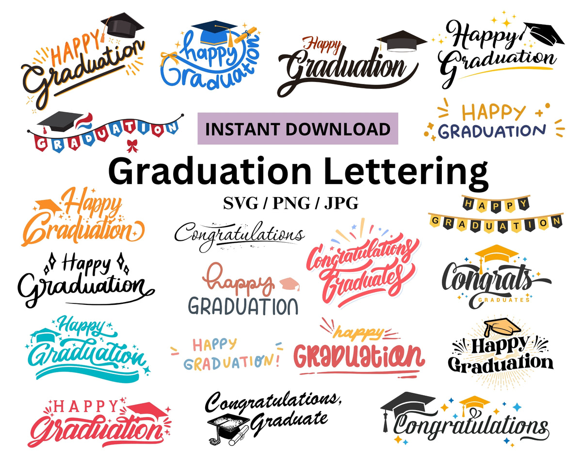 20 Graduation Lettering SVG Bundle