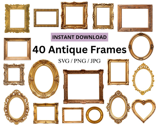 40 Antique Wall Art Frames SVG Bundle