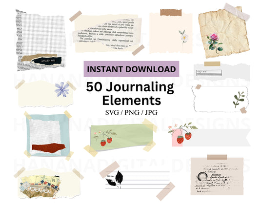 50 Journaling Elements SVG Bundle