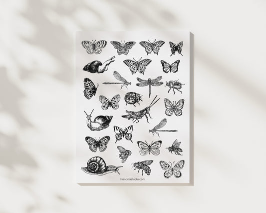 Printable Butterfly & Insect Ink Stamp