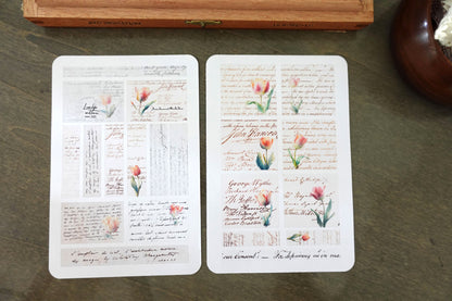 Vintage Script Tulip Stickers