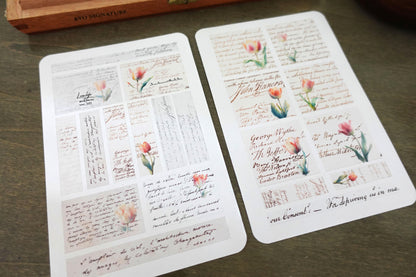 Vintage Script Tulip Stickers