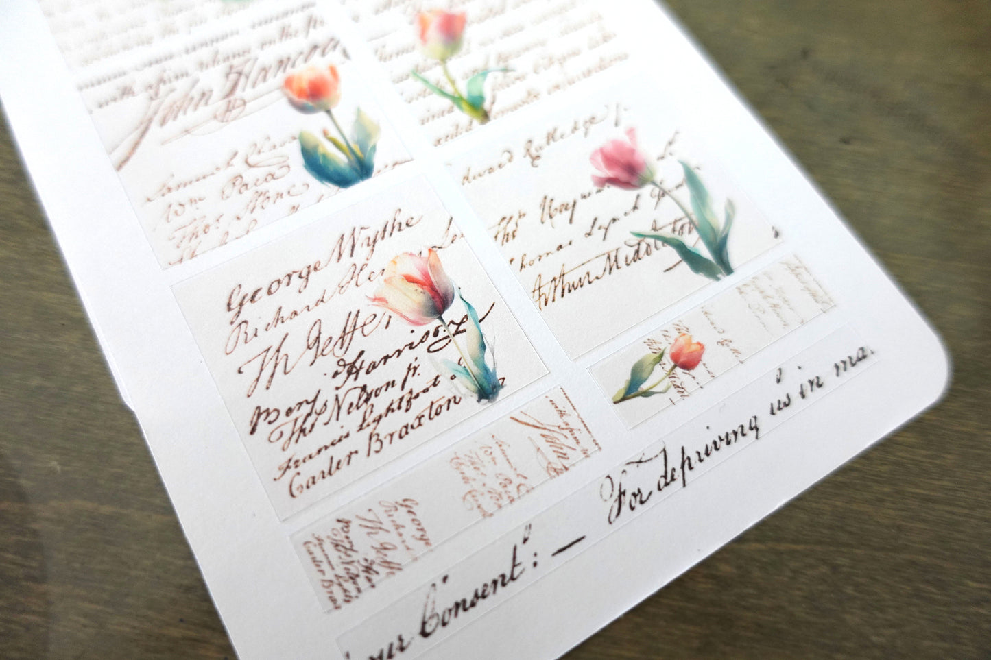 Vintage Script Tulip Stickers