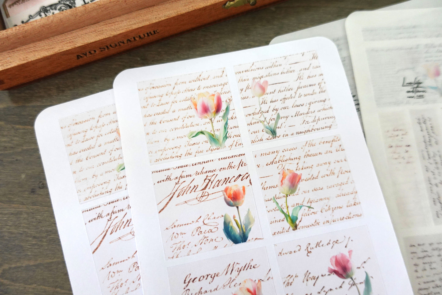 Vintage Script Tulip Stickers