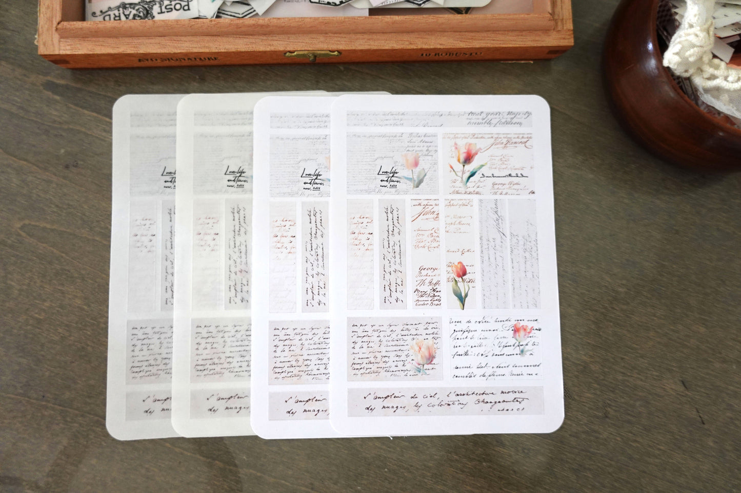 Vintage Script Tulip Stickers