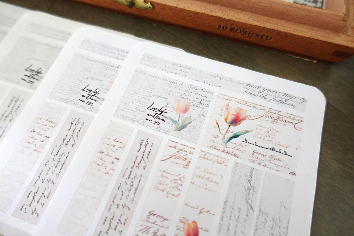 Vintage Script Tulip Stickers