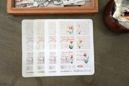 Vintage Script Tulip Stickers