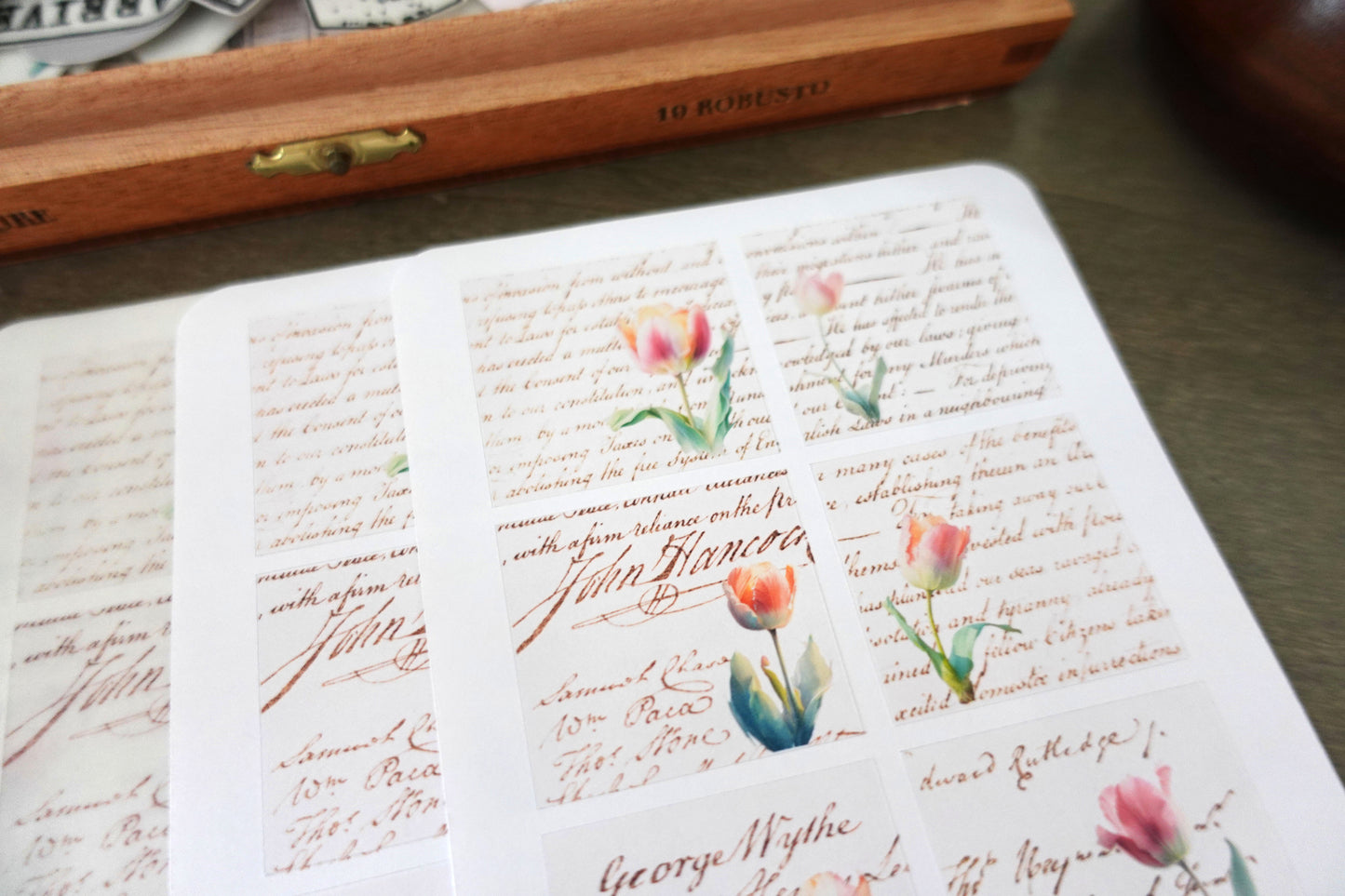 Vintage Script Tulip Stickers