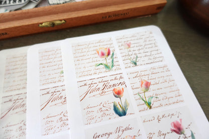 Vintage Script Tulip Stickers