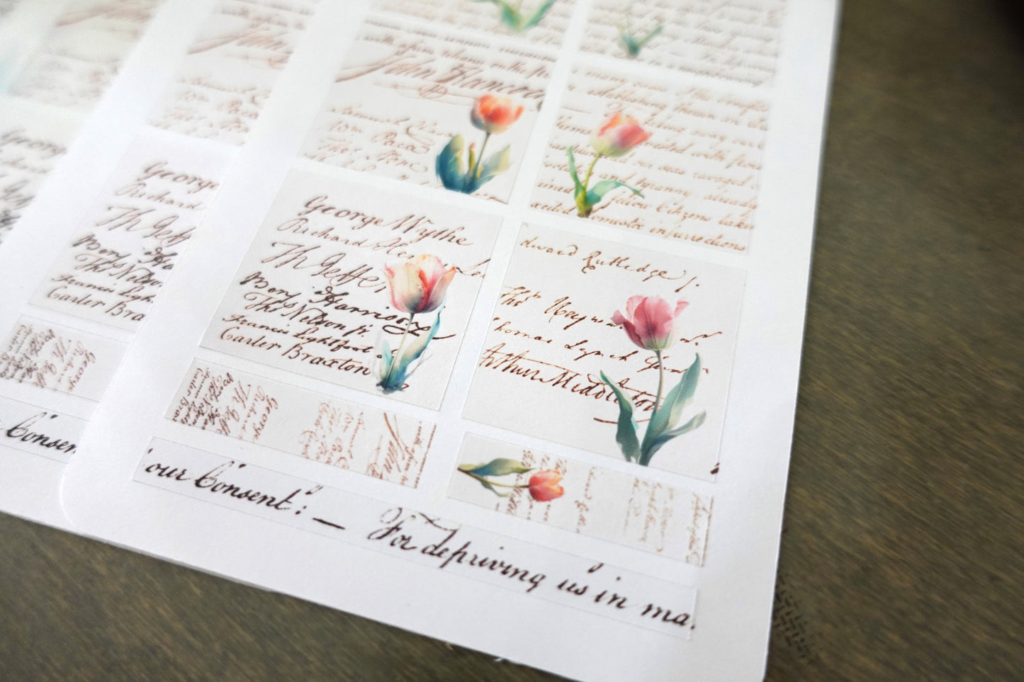 Vintage Script Tulip Stickers