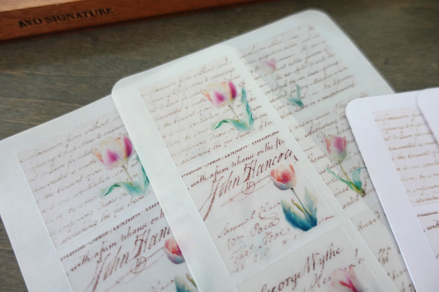 Vintage Script Tulip Stickers