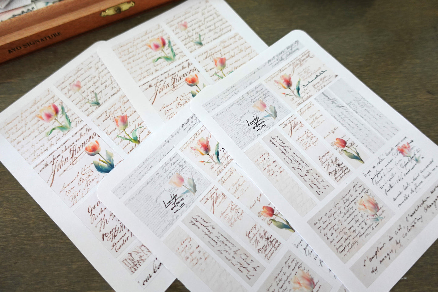 Vintage Script Tulip Stickers