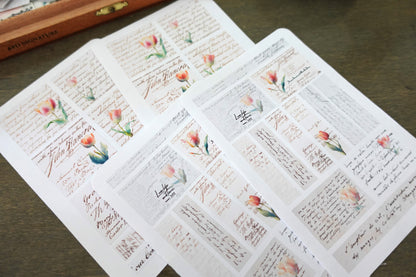 Vintage Script Tulip Stickers