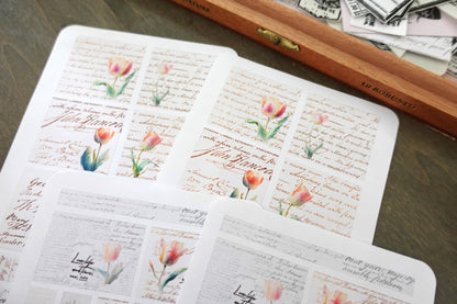 Vintage Script Tulip Stickers