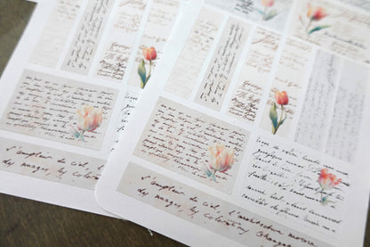 Vintage Script Tulip Stickers