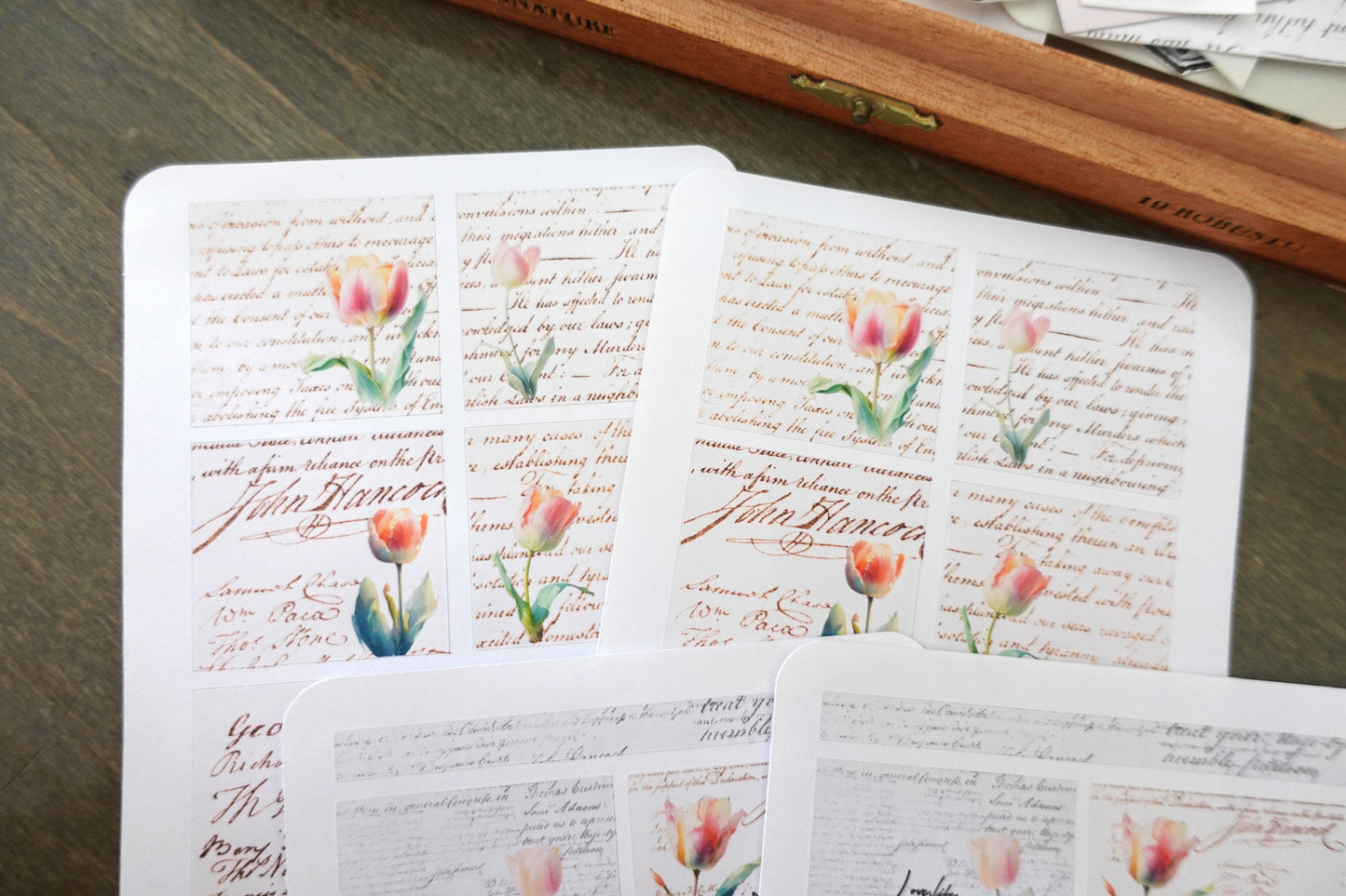 Vintage Script Tulip Stickers