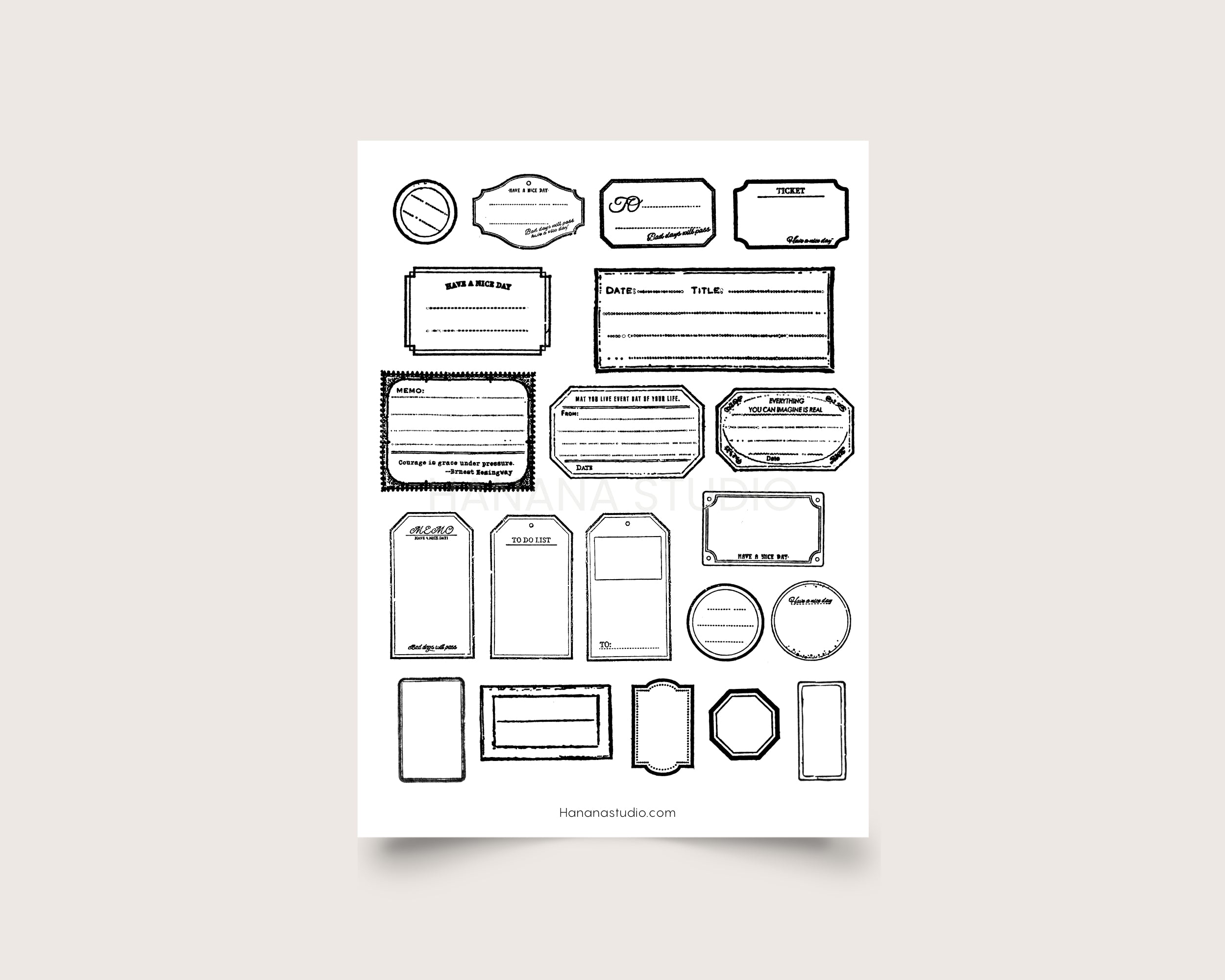 Pdf Frame Tag Printable Frames & Tags – Hanana Studio