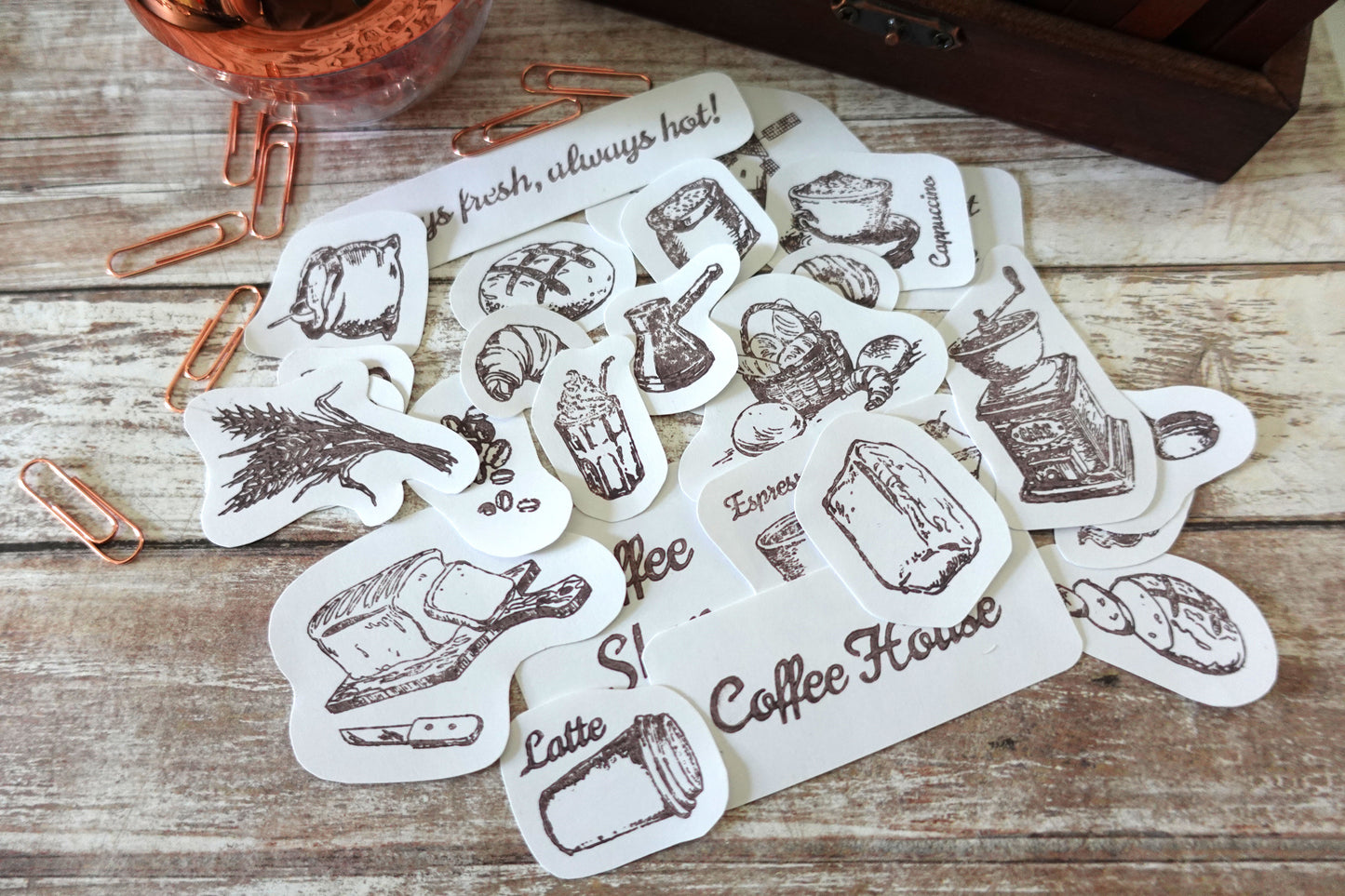 Vintage Coffee & Bread Sticker Pack